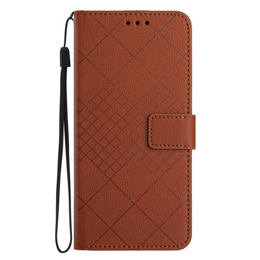For Xiaomi Redmi Note 12 Pro+ India Rhombic Grid Texture Leather Phone Case(Brown) by buy2fix