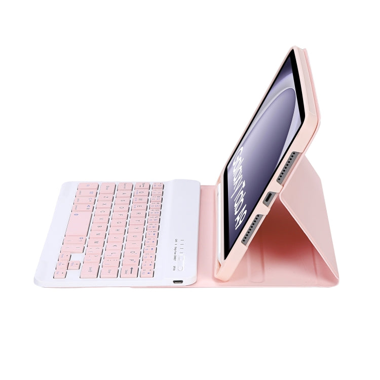 For Samsung Galaxy Tab A9 X110/X115 A221B Candy Color TPU Bluetooth Keyboard Leather Tablet Case with Pen Holder(Pink) by buy2fix