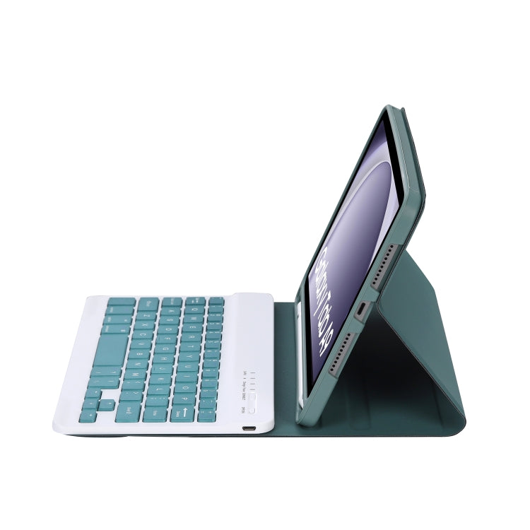 For Samsung Galaxy Tab A9 X110/X115 A221B Candy Color TPU Bluetooth Keyboard Leather Tablet Case with Pen Holder(Dark Green) by buy2fix