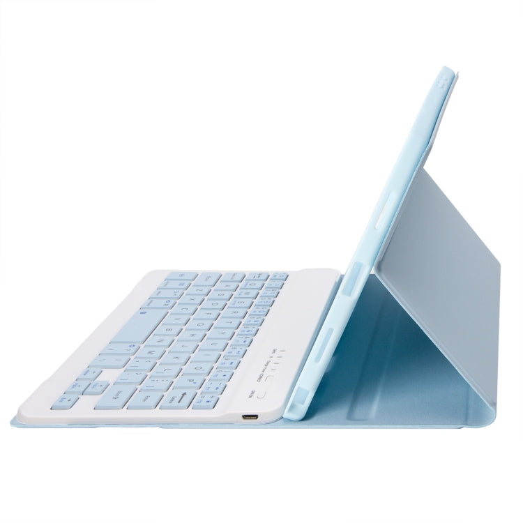 For Samsung Galaxy Tab A9 X110/X115 A221B Candy Color TPU Bluetooth Keyboard Leather Tablet Case with Pen Holder(Ice Blue) by buy2fix