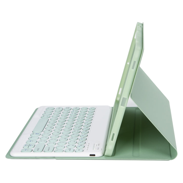 For Samsung Galaxy Tab A9+ X210/X215/X215 YA09B Candy Color TPU Round Keycap Bluetooth Keyboard Leather Case with Pen Slot(Light Green) by buy2fix