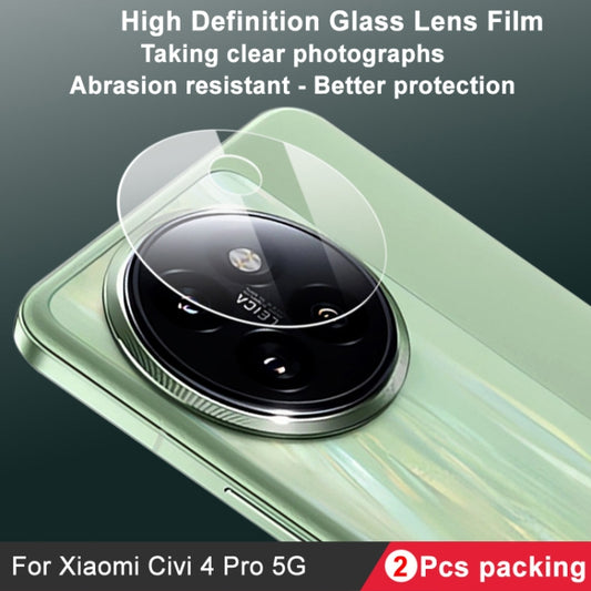 For Xiaomi Civi 4 Pro 5G 2 PCS/Set IMAK HD Glass Rear Camera Lens Film by imak