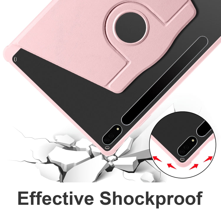 For Samsung Galaxy Tab S10+ / S9+ Acrylic 360 Degree Rotation Holder Tablet Leather Case(Sand Pink) by buy2fix