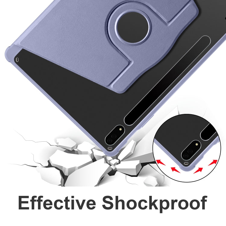 For Samsung Galaxy Tab S10+ / S9+ Acrylic 360 Degree Rotation Holder Tablet Leather Case(Lavender Purple) by buy2fix