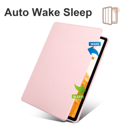 For Samsung Galaxy Tab S8+ X800 Acrylic 360 Degree Rotation Holder Tablet Leather Case(Sand Pink) by buy2fix