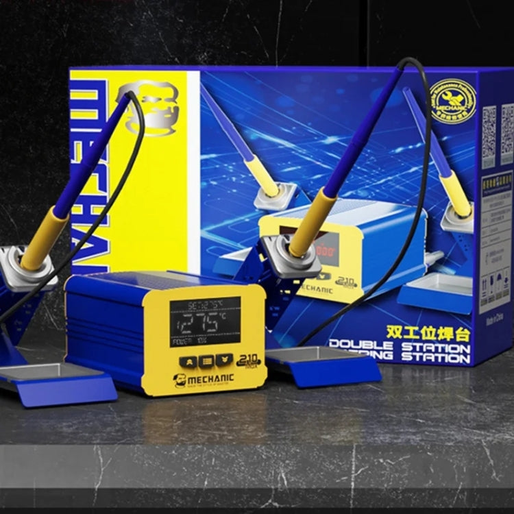 Mechanic 210MAX Dual Station Thermostatic Adjustable Digital Display Soldering Station, Plug:US by MECHANIC