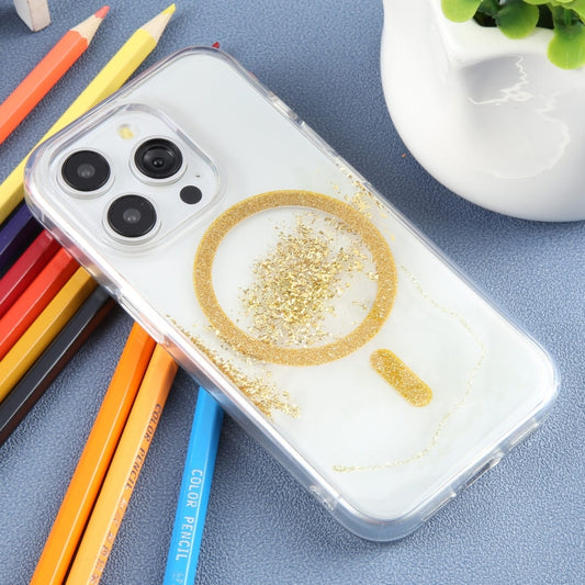 For iPhone 15 Pro Max DFANS DESIGN Magsafe Magnetic Starlight Shining Phone Case(Gold Foil Marble) by DFANS DESIGN