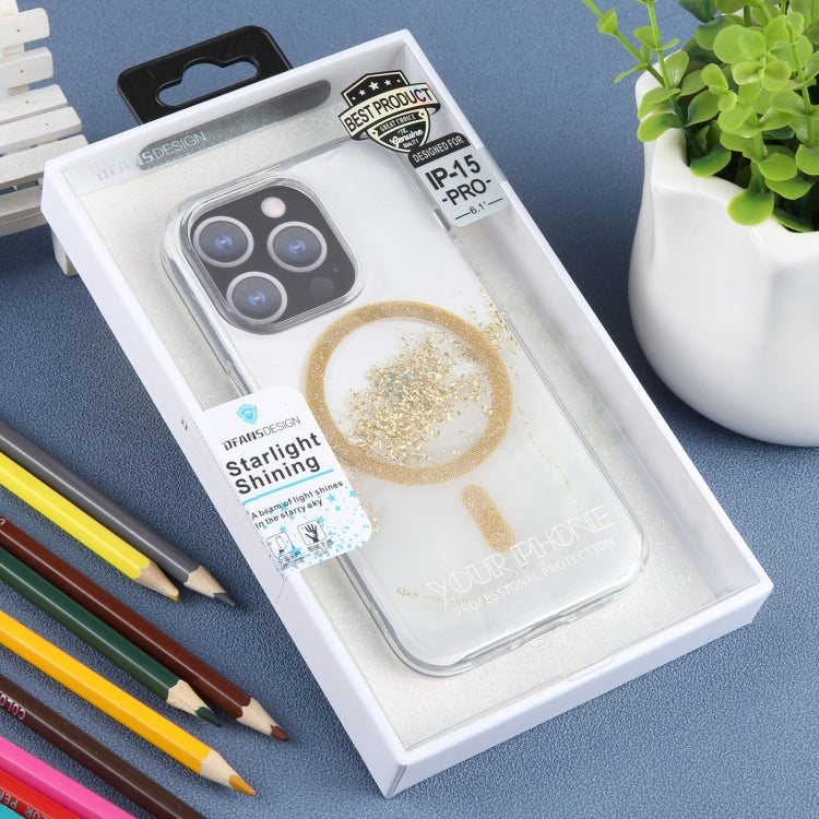 For iPhone 15 Pro Max DFANS DESIGN Magsafe Magnetic Starlight Shining Phone Case(Gold Foil Marble) by DFANS DESIGN