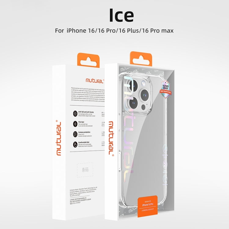 For iPhone 16 Mutural Ice Series TPU Phone Case(Transparent) by Mutural