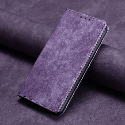 For Motorola Moto G Play 4G 2024 RFID Anti-theft Brush Magnetic Leather Phone Case(Purple) by buy2fix