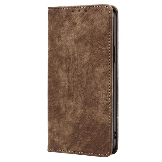 For Motorola Edge 5G 2024 RFID Anti-theft Brush Magnetic Leather Phone Case(Brown) by buy2fix