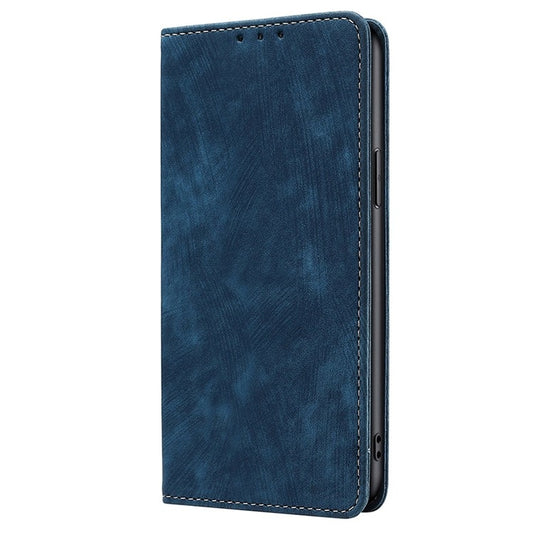 For Motorola Edge 5G 2024 RFID Anti-theft Brush Magnetic Leather Phone Case(Blue) by buy2fix