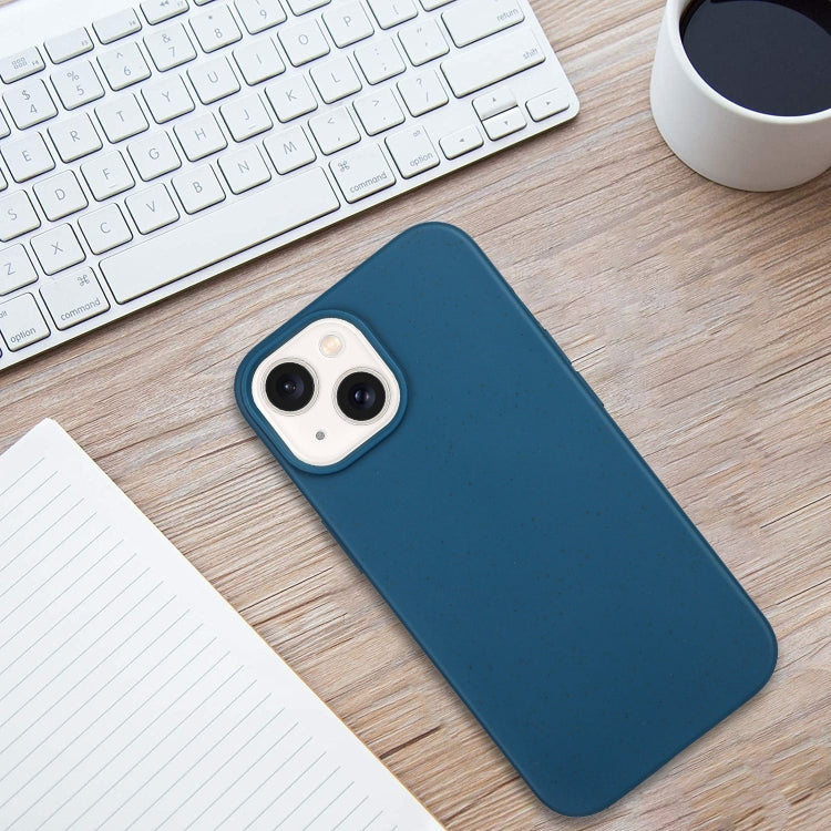 For iPhone 15 Plus Wheat MagSafe Magnetic Straw Material + TPU Phone Case(Blue) by buy2fix
