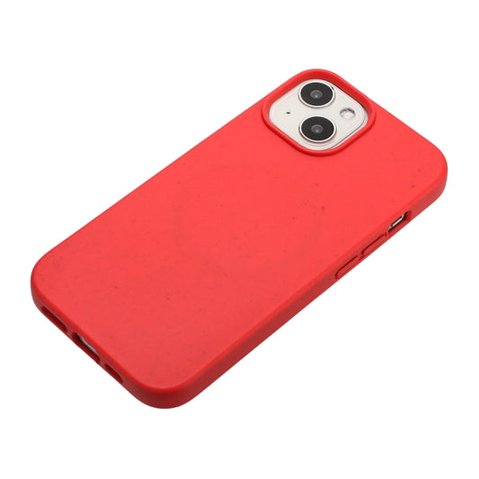 For iPhone 15 Wheat MagSafe Magnetic Straw Material + TPU Phone Case(Red) by buy2fix