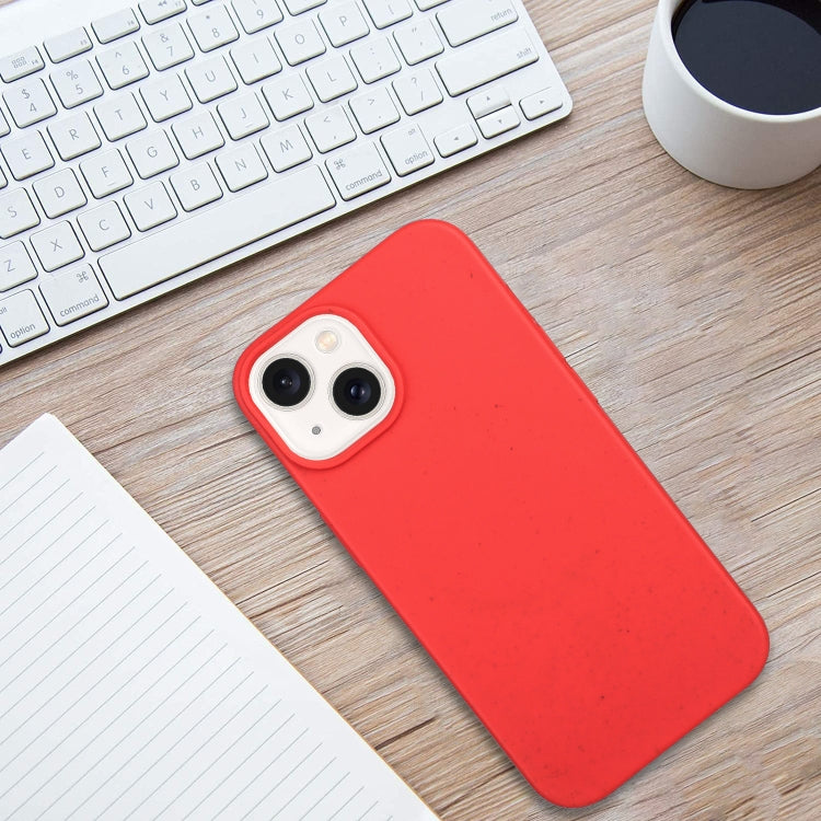 For iPhone 14 Wheat MagSafe Magnetic Straw Material + TPU Phone Case(Red) by buy2fix