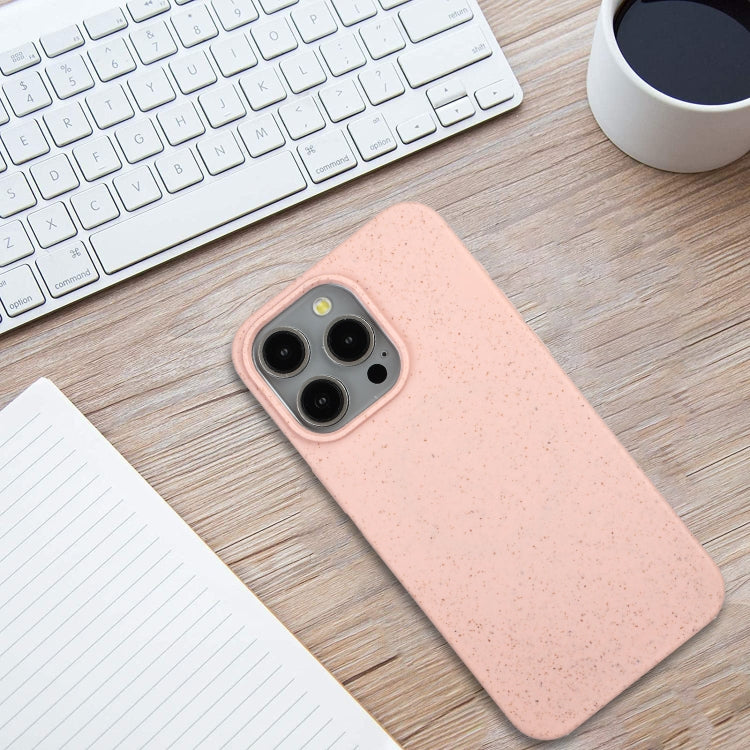 For iPhone 13 Pro Max Wheat MagSafe Magnetic Straw Material + TPU Phone Case(Pink) by buy2fix