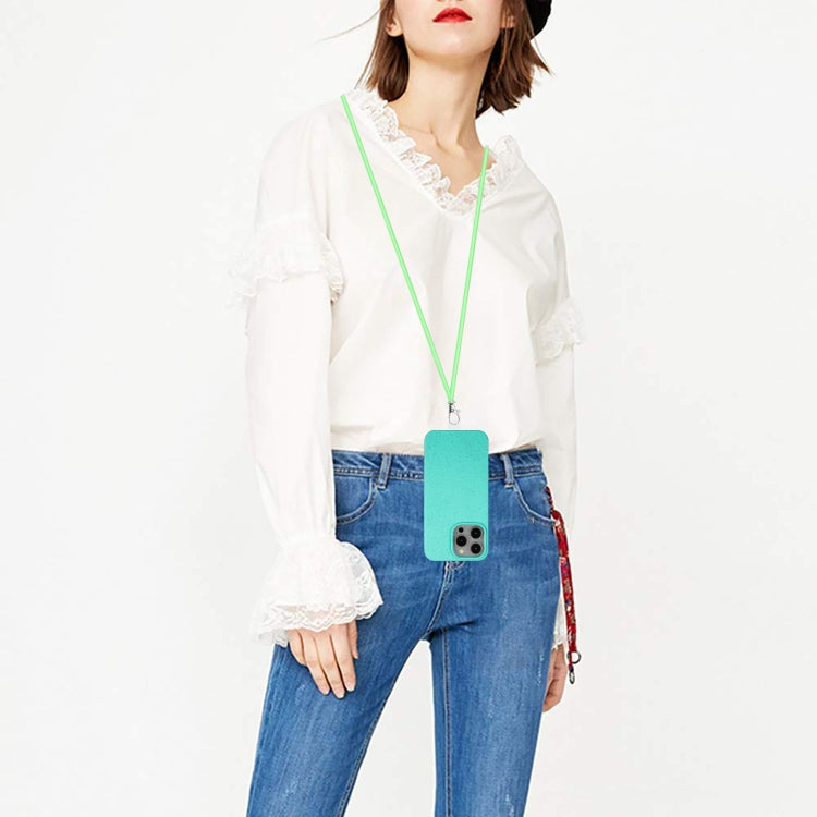 For iPhone 13 Pro Max Wheat MagSafe Magnetic Straw Material + TPU Phone Case with Lanyard(Green) by buy2fix