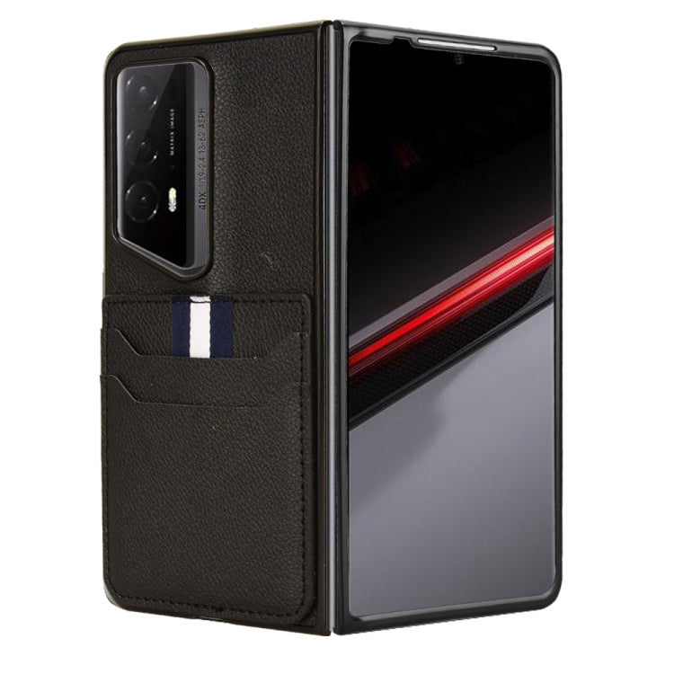 For Honor Magic V2 RSR Porsche Design Litchi Texture Card Slots Back Cover Phone Case(Black) by buy2fix