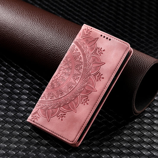 For iPhone 16 Pro Totem Embossed Magnetic Leather Phone Case(Rose Gold) by buy2fix