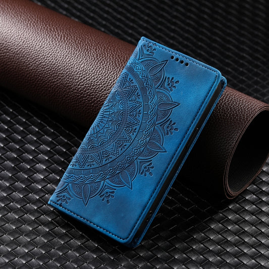 For iPhone 16 Totem Embossed Magnetic Leather Phone Case(Blue) by buy2fix
