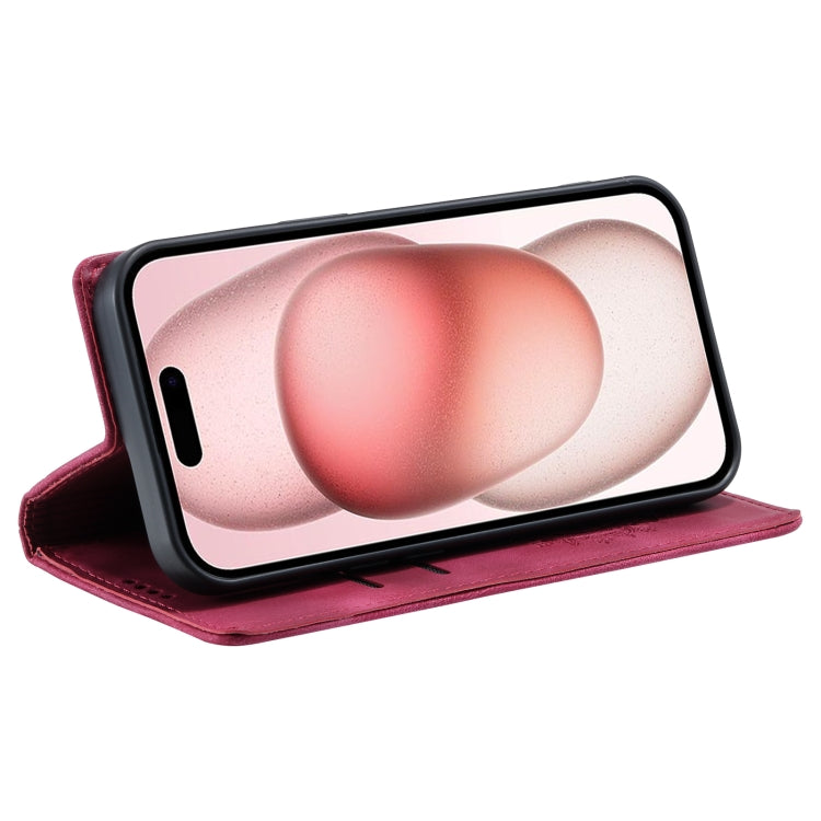 For iPhone 16 Totem Embossed Magnetic Leather Phone Case(Red) by buy2fix