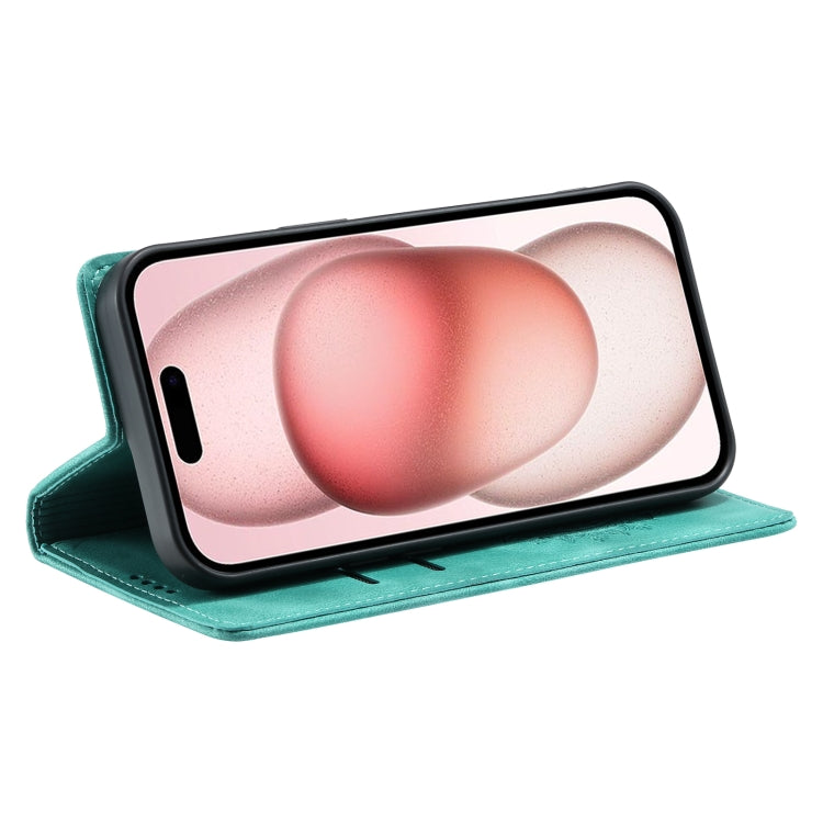 For iPhone 16 Totem Embossed Magnetic Leather Phone Case(Green) by buy2fix