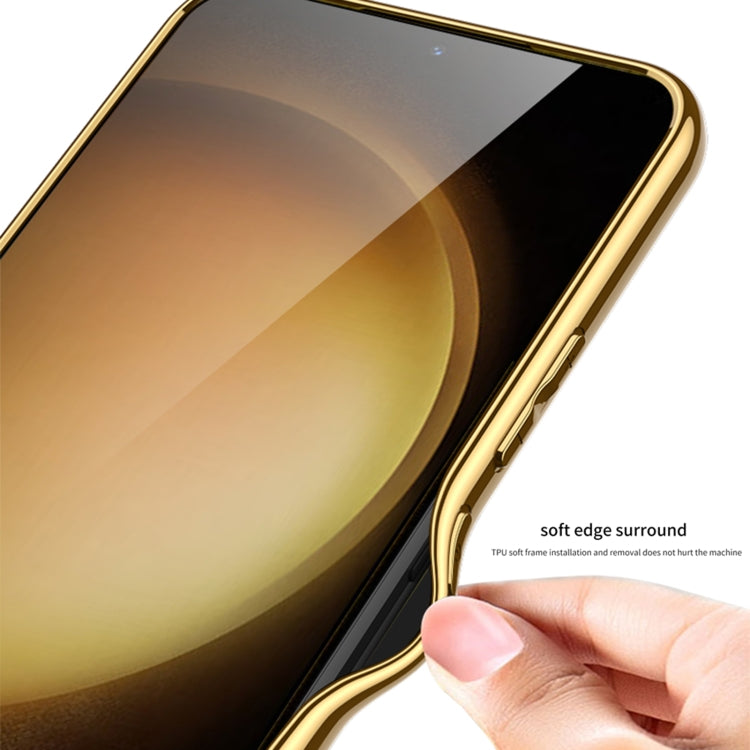 For Samsung Galaxy S24+ 5G GKK Weave Texture Electroplating PU Protective Phone Case(Purple) by GKK