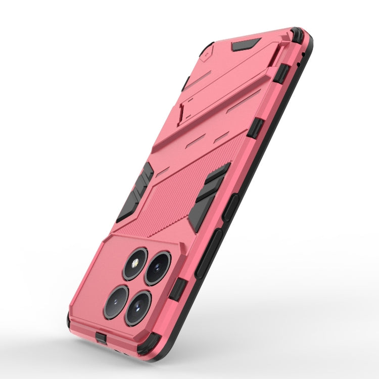 For Xiaomi Redmi K70 5G Punk Armor 2 in 1 PC + TPU Phone Case with Holder(Light Red) by buy2fix