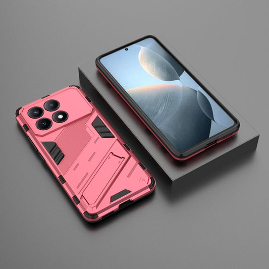 For Xiaomi Redmi K70E 5G Punk Armor 2 in 1 PC + TPU Phone Case with Holder(Light Red) by buy2fix