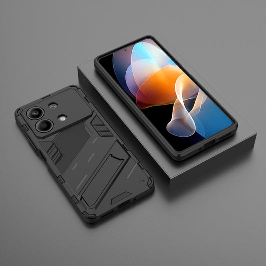 For Xiaomi Redmi Note 13R Pro 5G Punk Armor 2 in 1 PC + TPU Phone Case with Holder(Black) by buy2fix