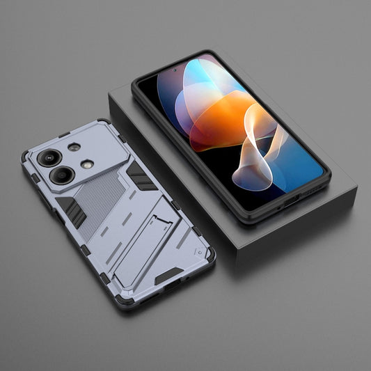 For Xiaomi Redmi Note 13R Pro 5G Punk Armor 2 in 1 PC + TPU Phone Case with Holder(Grey) by buy2fix