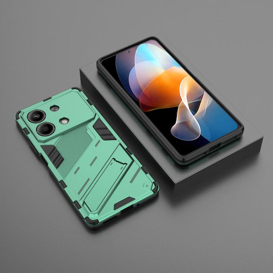 For Xiaomi Redmi Note 13R Pro 5G Punk Armor 2 in 1 PC + TPU Phone Case with Holder(Green) by buy2fix