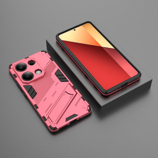For Xiaomi Redmi Note 13 Pro 4G Global Punk Armor 2 in 1 PC + TPU Phone Case with Holder(Light Red) by buy2fix