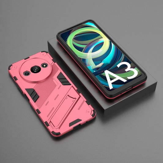 For Xiaomi Redmi A3 4G Global Punk Armor 2 in 1 PC + TPU Phone Case with Holder(Light Red) by buy2fix