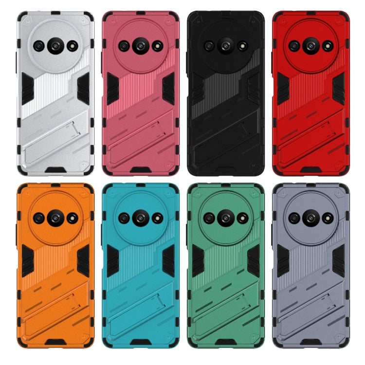For Xiaomi Redmi A3 4G Global Punk Armor 2 in 1 PC + TPU Phone Case with Holder(Light Red) by buy2fix