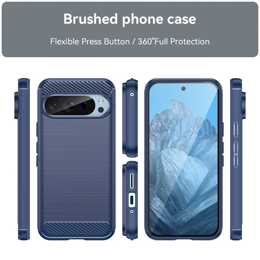 For Google Pixel 9 Carbon Fiber Brushed Texture TPU Phone Case(Blue) by buy2fix