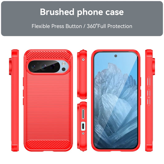 For Google Pixel 9 Carbon Fiber Brushed Texture TPU Phone Case(Red) by buy2fix