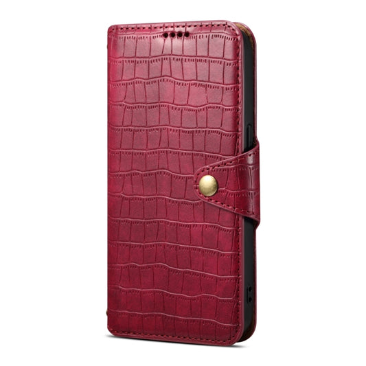 For Samsung Galaxy A05 Denior Crocodile Texture Oil Edge Leather Phone Case(Rose Red) - Galaxy Phone Cases by Denior | Online Shopping UK | buy2fix