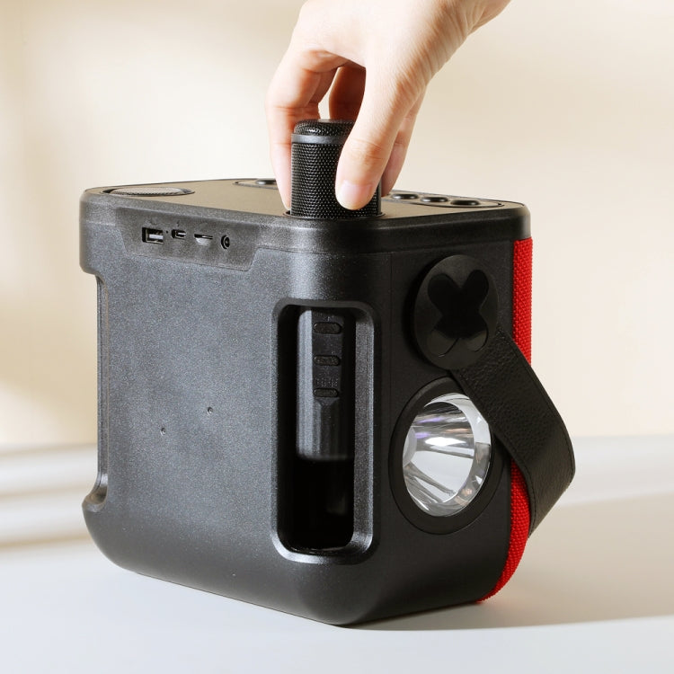 T&G TG545DK Home Handheld Dual-microphone KTV Wireless Bluetooth Speaker with Flashlight(Camouflage) by T&G