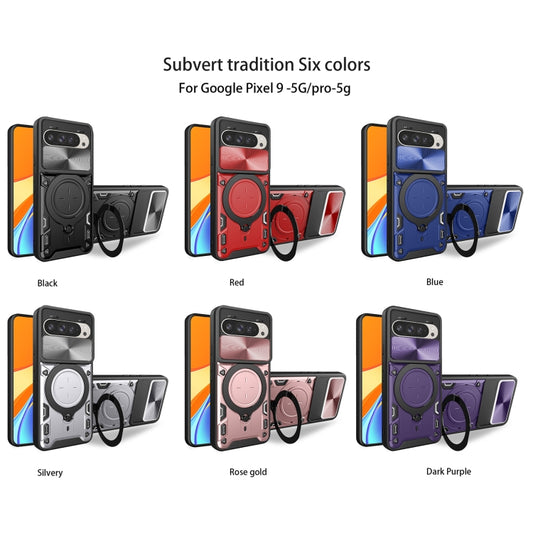 For Google Pixel 9 / 9 Pro CD Texture Sliding Camshield Magnetic Holder Phone Case(Red) by buy2fix