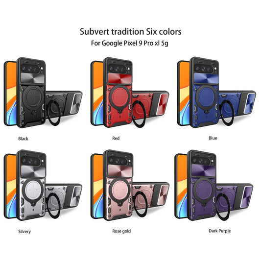 For Google Pixel 9 Pro XL CD Texture Sliding Camshield Magnetic Holder Phone Case(Red) by buy2fix