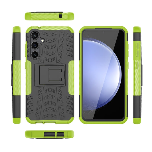 For Samsung Galaxy S23 FE 5G Tire Texture TPU + PC Phone Case with Holder(Green) by buy2fix