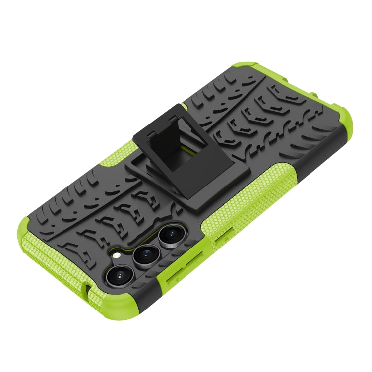 For Samsung Galaxy S23 FE 5G Tire Texture TPU + PC Phone Case with Holder(Green) by buy2fix