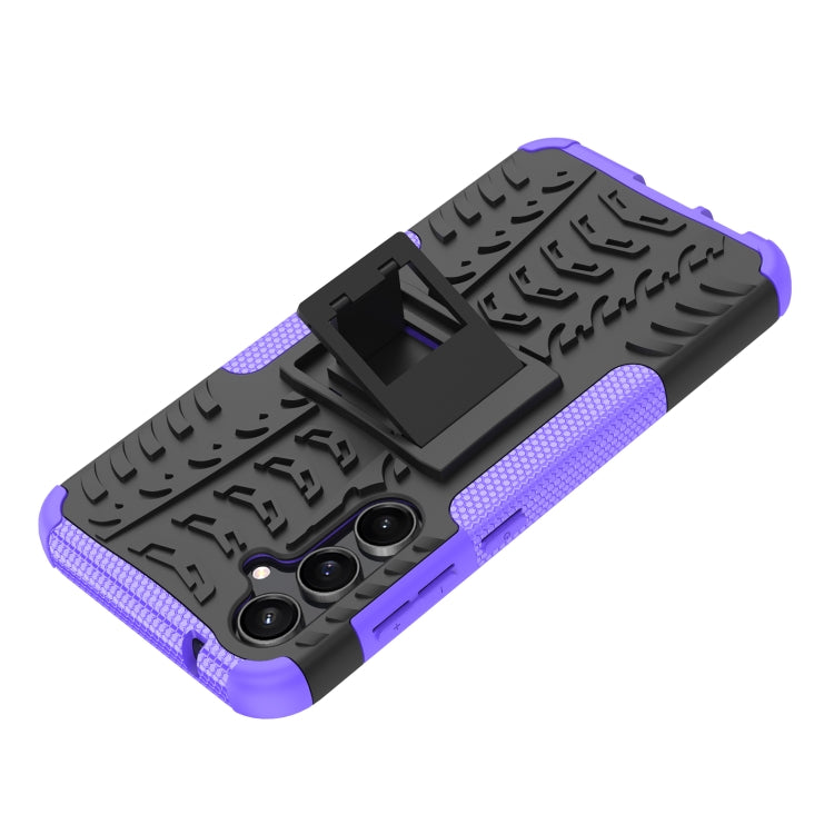 For Samsung Galaxy S23 FE 5G Tire Texture TPU + PC Phone Case with Holder(Purple) by buy2fix