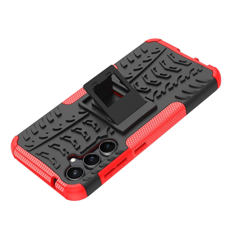 For Samsung Galaxy S23 FE 5G Tire Texture TPU + PC Phone Case with Holder(Red) by buy2fix