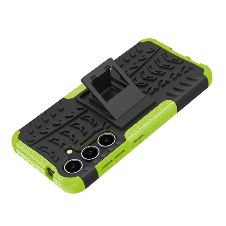 For Samsung Galaxy S24 5G Tire Texture TPU + PC Phone Case with Holder(Green) by buy2fix