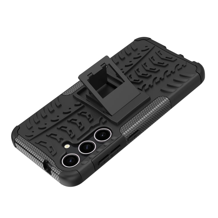 For Samsung Galaxy S24 5G Tire Texture TPU + PC Phone Case with Holder(Black) by buy2fix