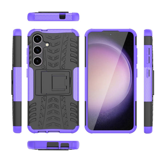 For Samsung Galaxy S24 5G Tire Texture TPU + PC Phone Case with Holder(Purple) by buy2fix