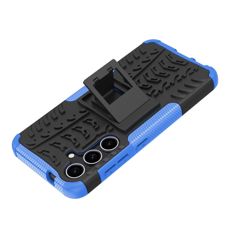 For Samsung Galaxy S24 5G Tire Texture TPU + PC Phone Case with Holder(Blue) by buy2fix