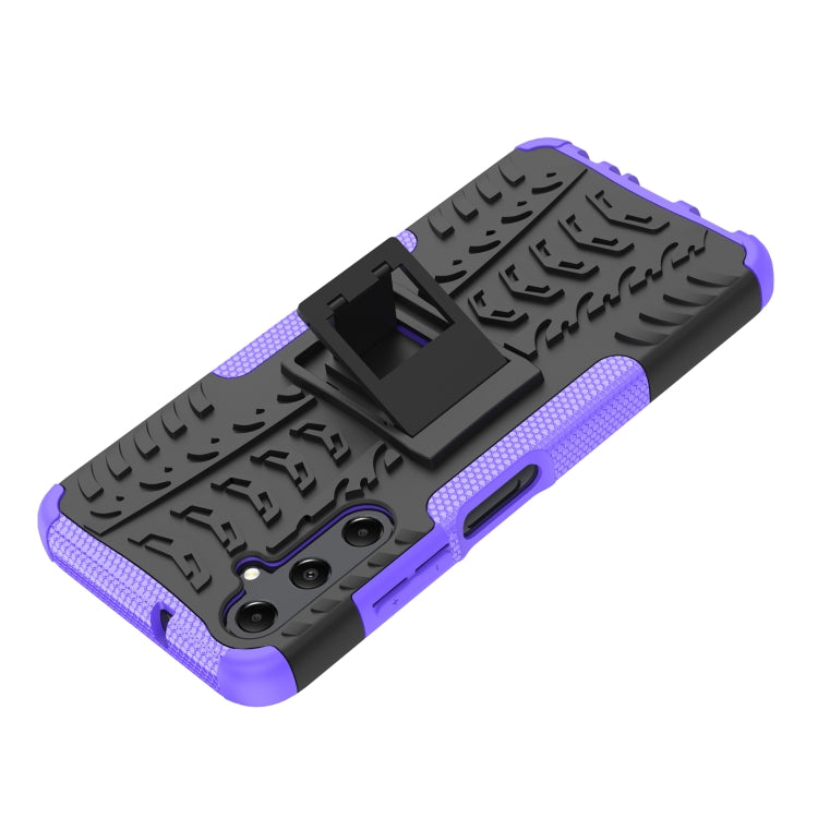 For Samsung Galaxy A05s Tire Texture TPU + PC Phone Case with Holder(Purple) by buy2fix